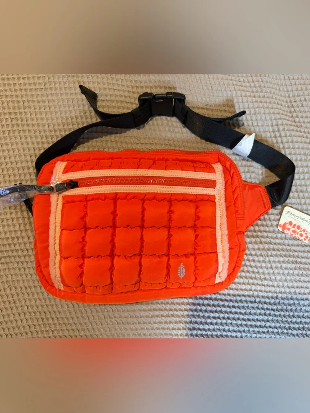 NWT FP Movement Quilted Muff Sling Bag Flame Red Sherpa Hand Warmer